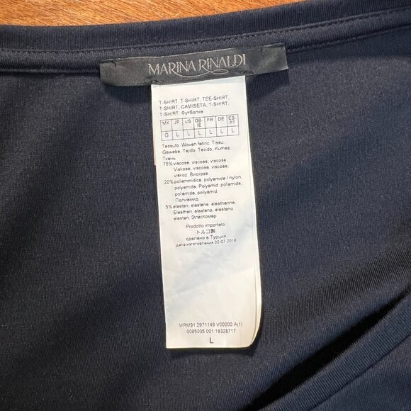 MARINA RINALDI Tunic Top Womens Large Navy Blue‎ Grommet Long Sleeve Knit Blouse - Picture 6 of 7